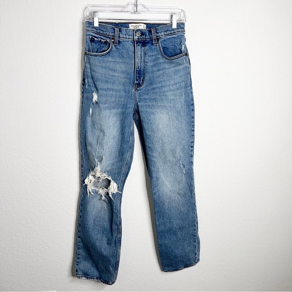 Abercrombie & Fitch Jeans Women 29 8 The 90s Straight Ultra High Rise Distressed - Picture 1 of 8